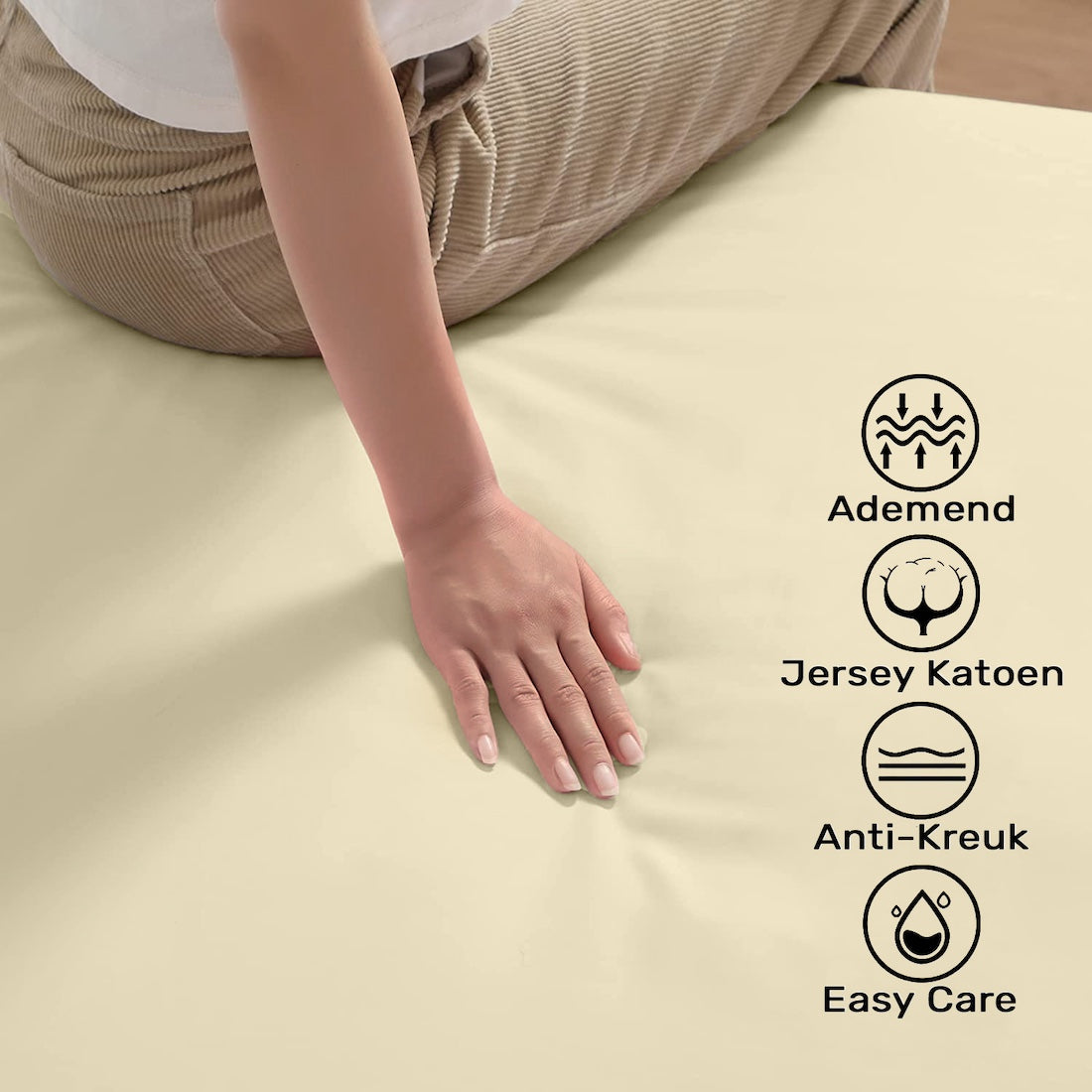Hoeslaken Jersey 200x200 Pure Cotton Ecru
