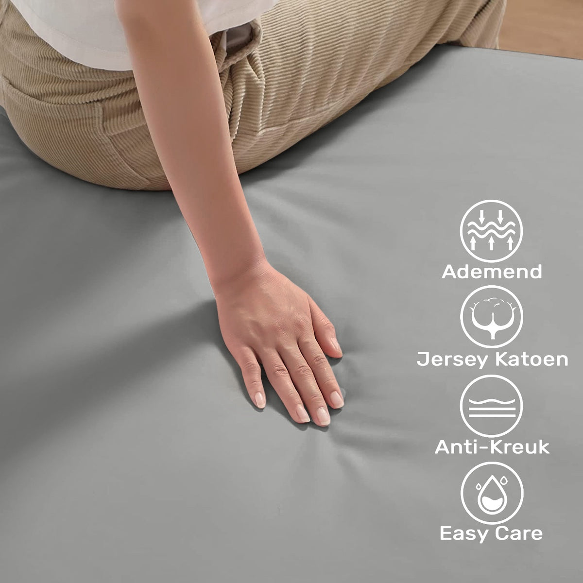 Hoeslaken Jersey 90x200 Pure Cotton Grijs