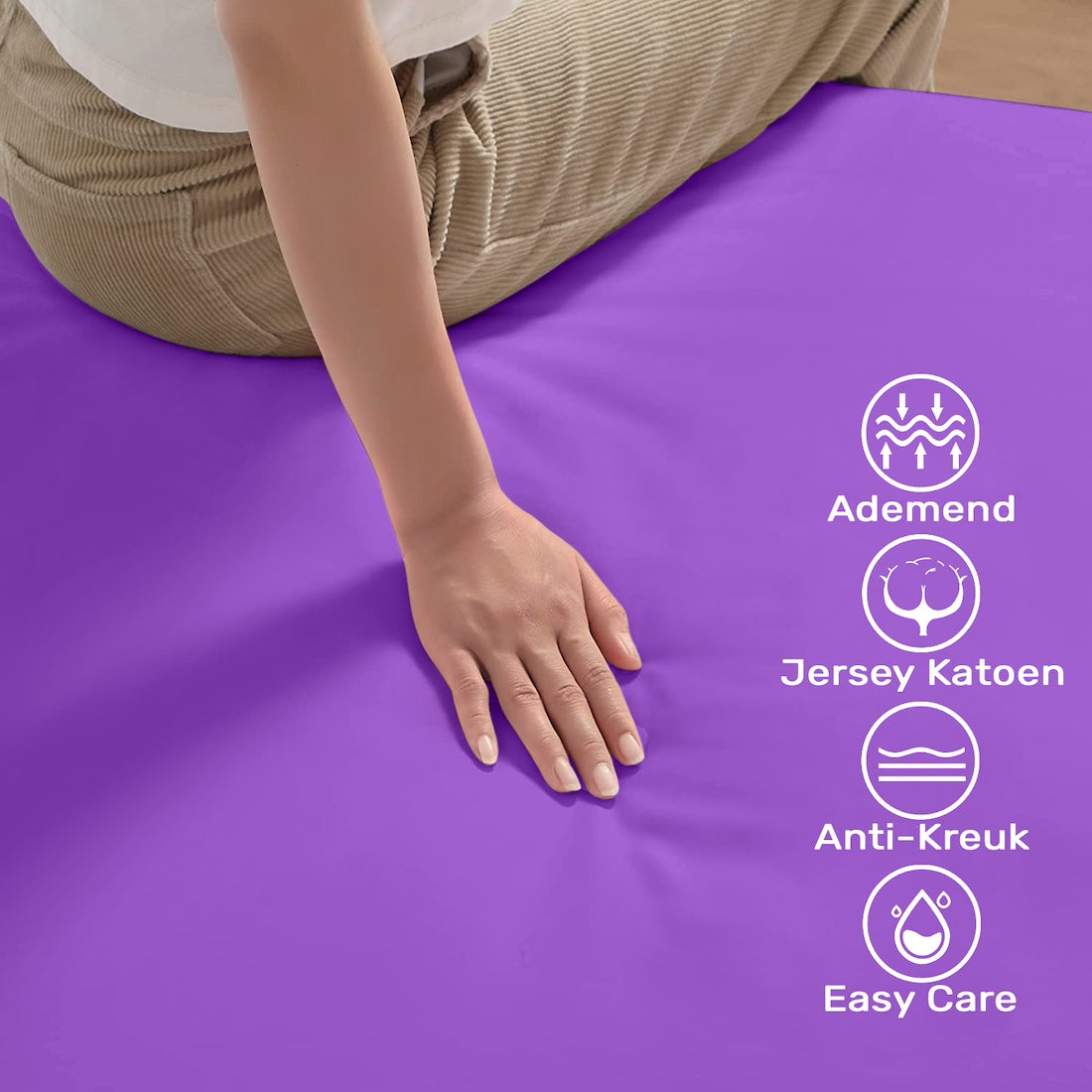 Hoeslaken Jersey 200x200 Pure Cotton Paars