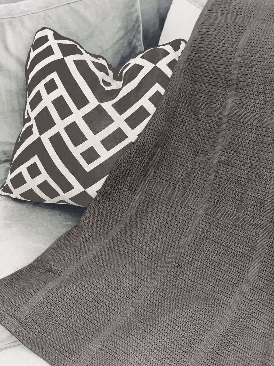 Cellulair Plaid 150x200 Pure Cotton Antraciet