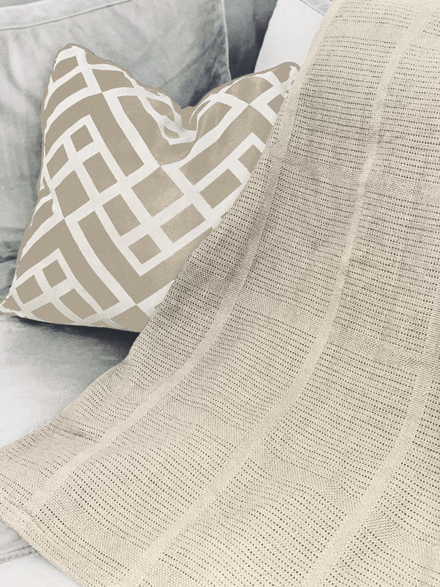 Cellulair Plaid 130x180 Pure Cotton Beige