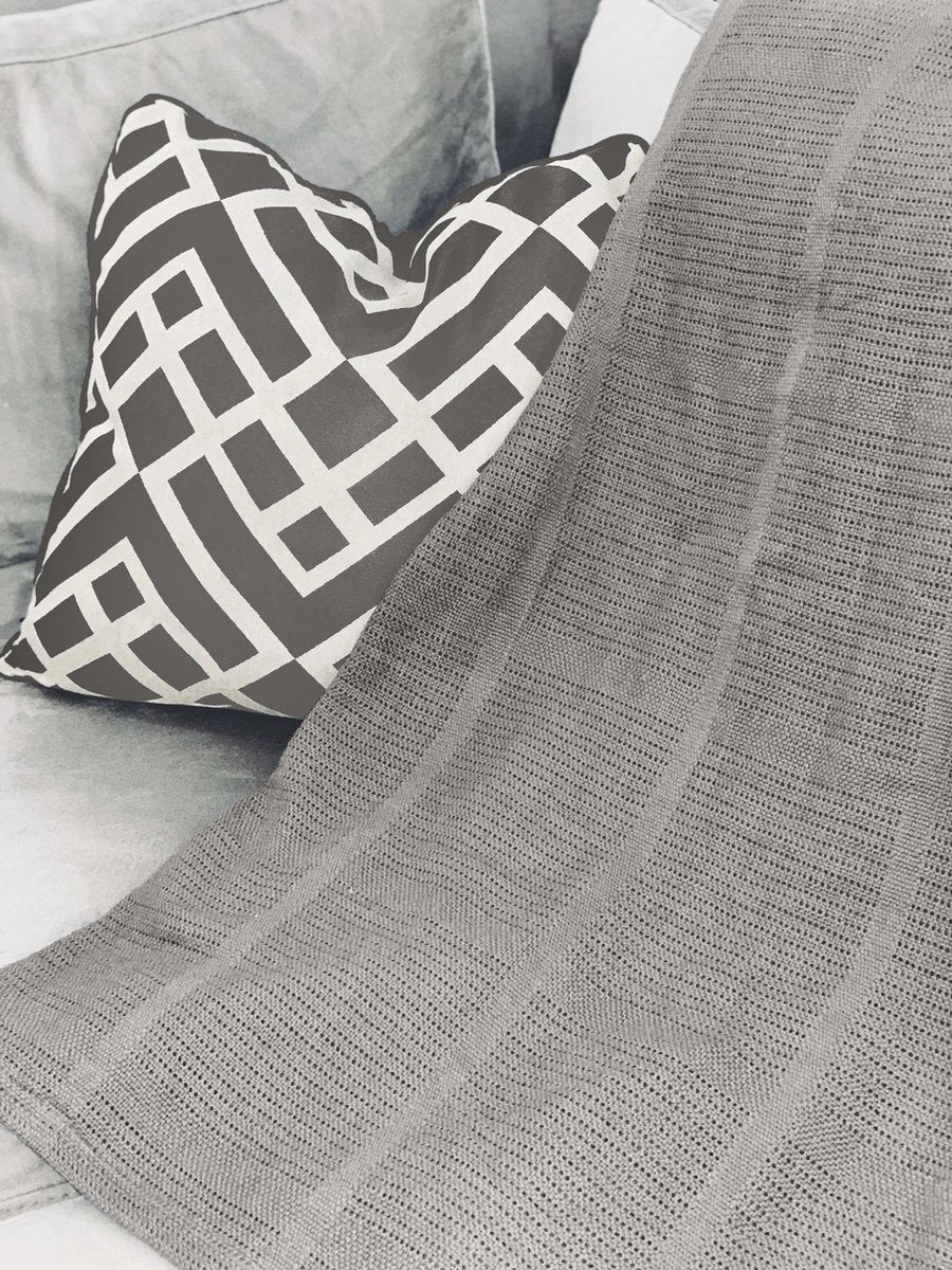 Cellulair Plaid 130x180 Pure Cotton Grijs