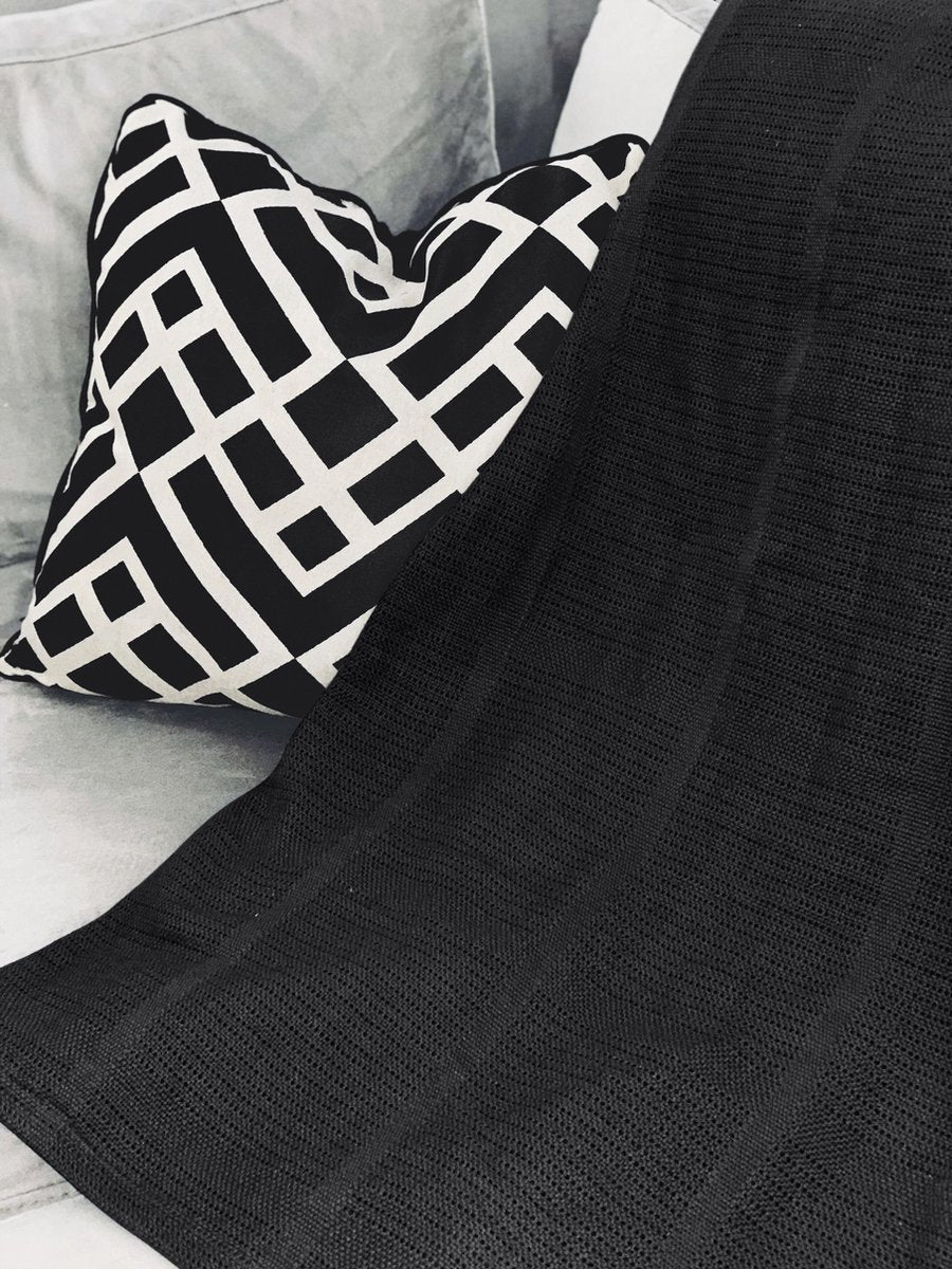 Cellulair Plaid 130x180 Pure Cotton Zwart