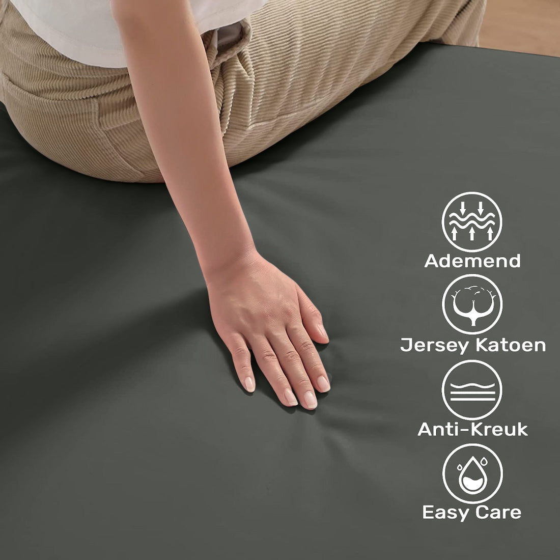 Jersey hoeslaken antraciet – kwaliteit, pasvorm en easy care eigenschappen – Beterkatoen