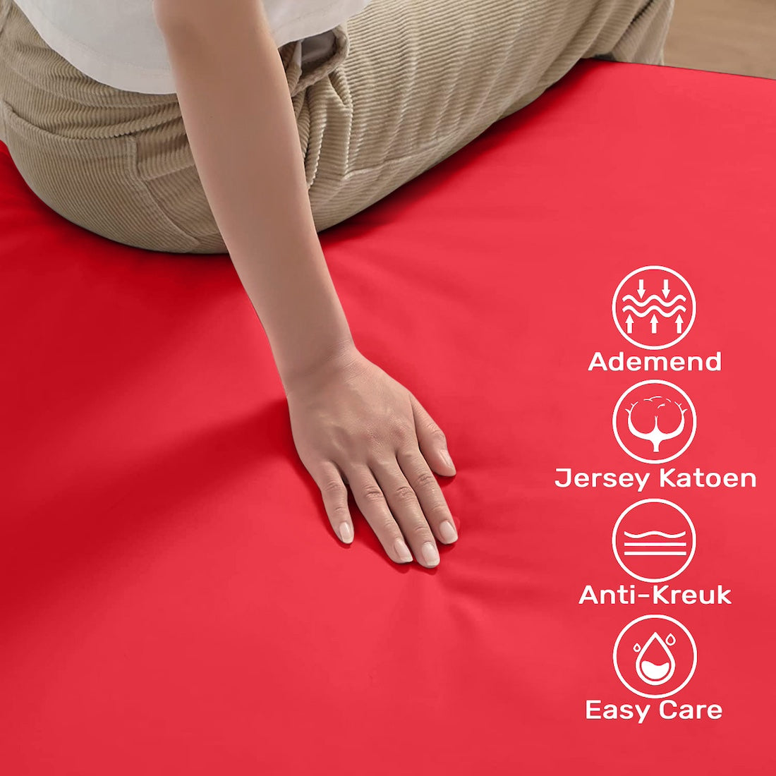 Jersey hoeslaken rood – kwaliteit, pasvorm en easy care eigenschappen – Beterkatoen