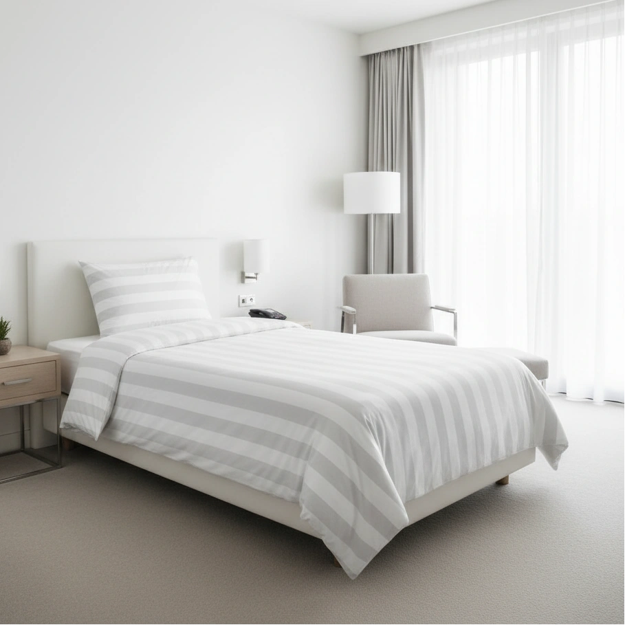 Hotel Dekbedovertrek 140x200 - Satijn streep 27mm - Wit