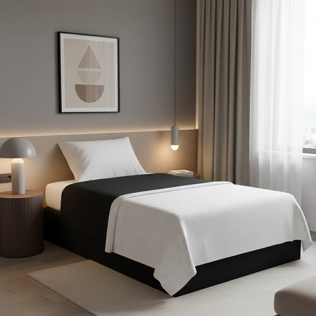 witte plaid van katoen op de bed in een hotelkamer bed