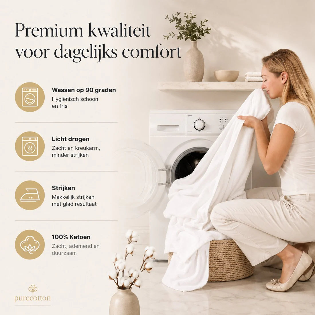 Laken 1-Persoons 180x300 - 100% Katoen Perkaal - Wit