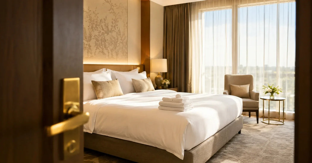 Professioneel hotelbeddengoed en hotelhanddoeken in een verzorgde accommodatie voor een optimale gastbeleving