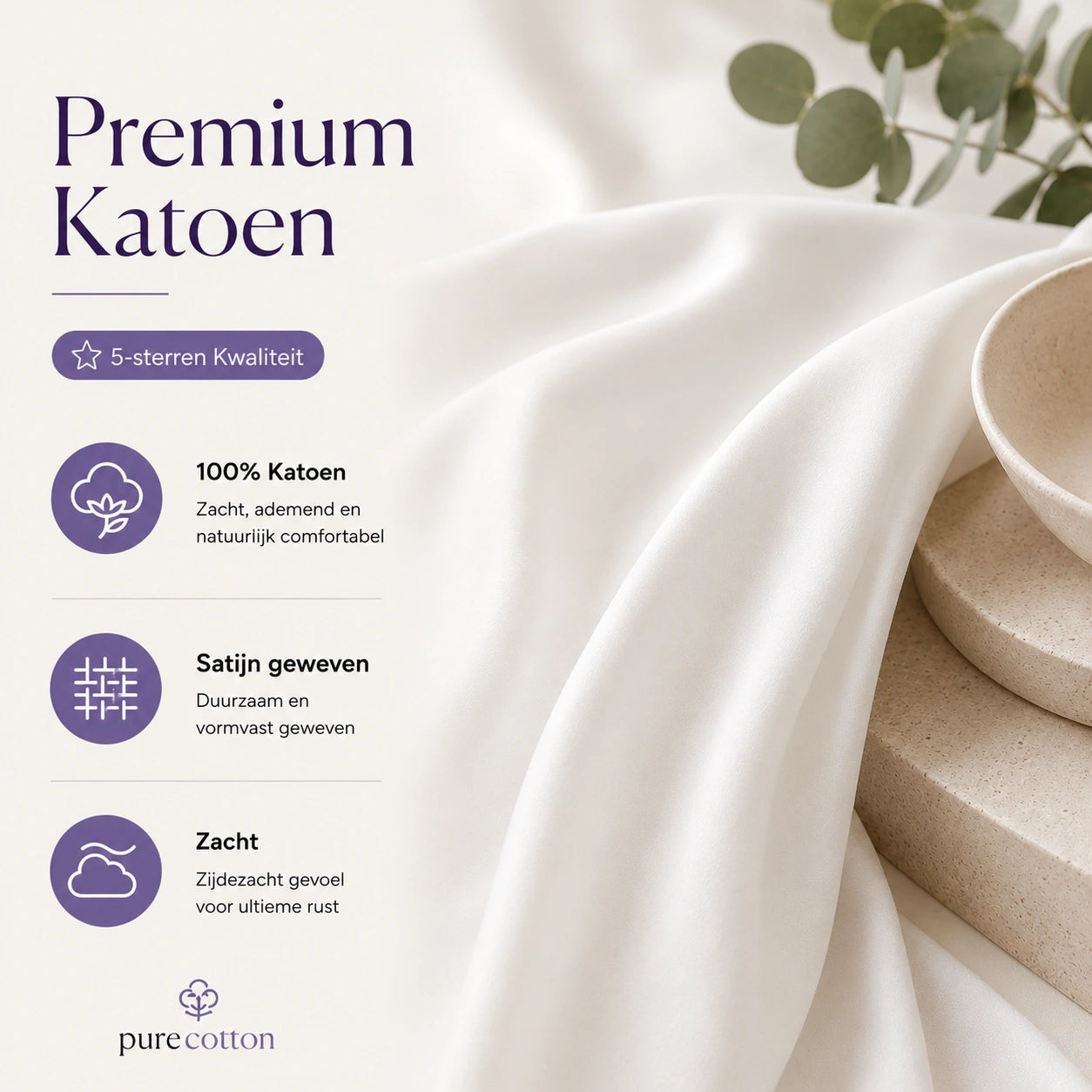 Kussenslopen 60x70 - Set van 2 - 100% Katoen Satijn - TC300 - Wit