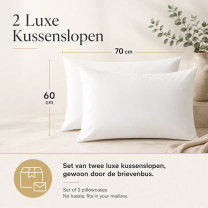 Kussenslopen 60x70 - Set van 2 - 100% Katoen - Wit