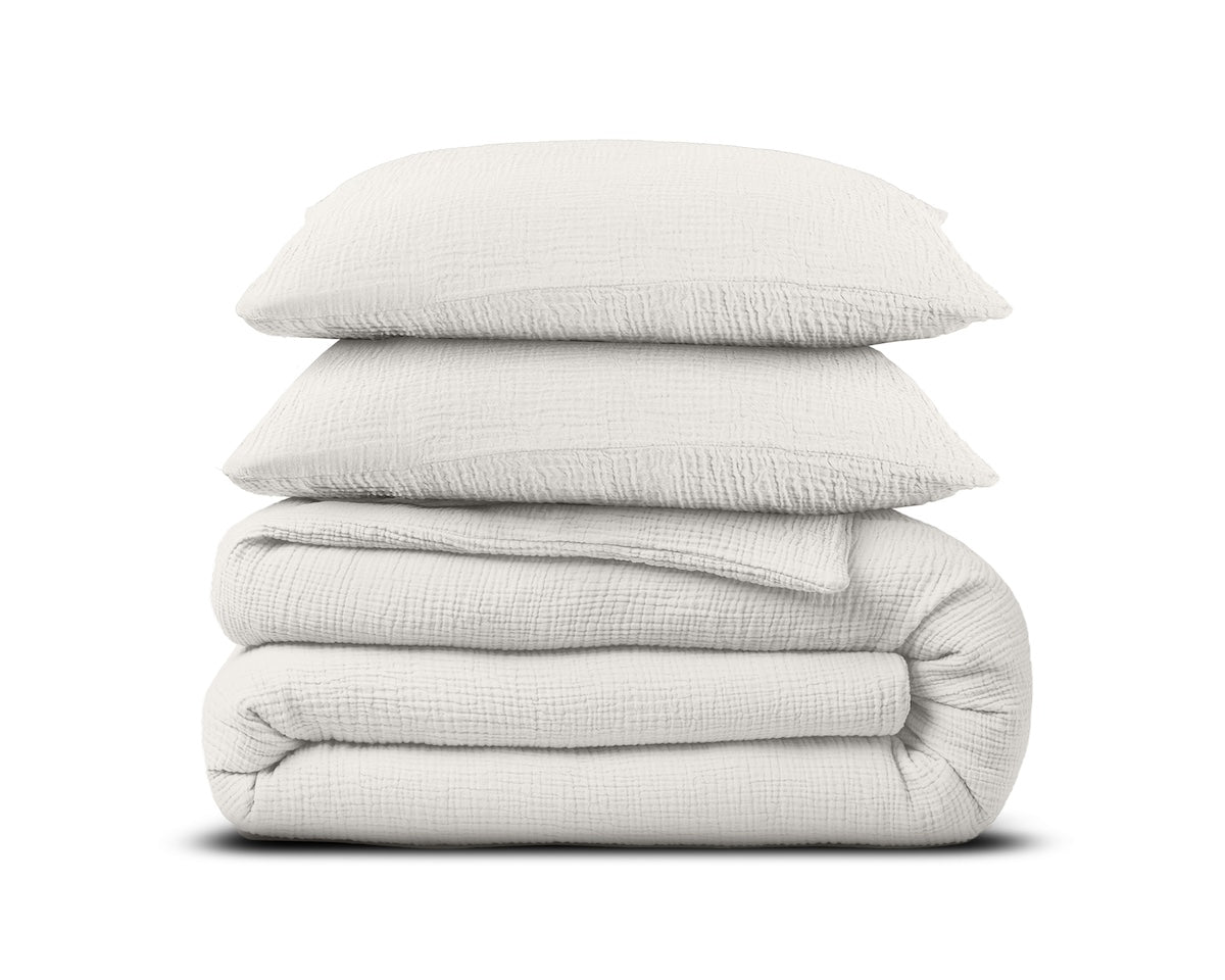 Mousseline Dekbedovertrek 1-persoons 140x200/220 Off White