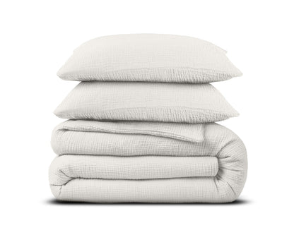 Mousseline Dekbedovertrek 1-persoons 140x200/220 Off White