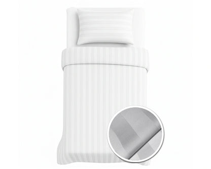 Hotel Dekbedovertrek 140x200/250 - 27mm streep - Satijn - Wit