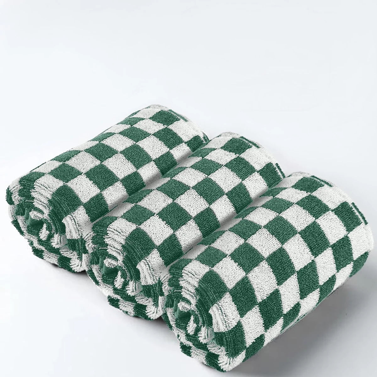 Keukenhanddoeken Geruit 50x50 - Set van 3 - Groen-Wit