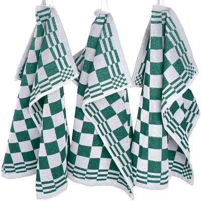 Keukenhanddoeken set van 3 - 50x50cm - Groen-Wit
