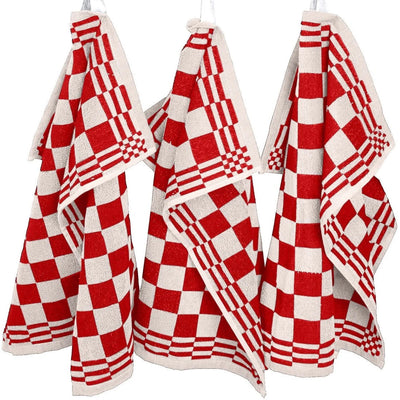 Keukenhanddoeken set van 3 - 50x50cm - Rood-Wit