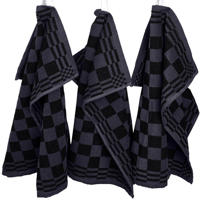 Keukenhanddoeken set van 3 - 50x50cm - Zwart-Antraciet