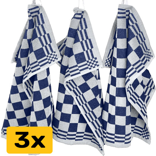 Keukenhanddoeken set van 3 - 50x50cm - Blauw-Wit