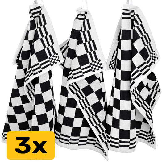 Keukenhanddoeken set van 3 - 50x50cm - Zwart-Wit
