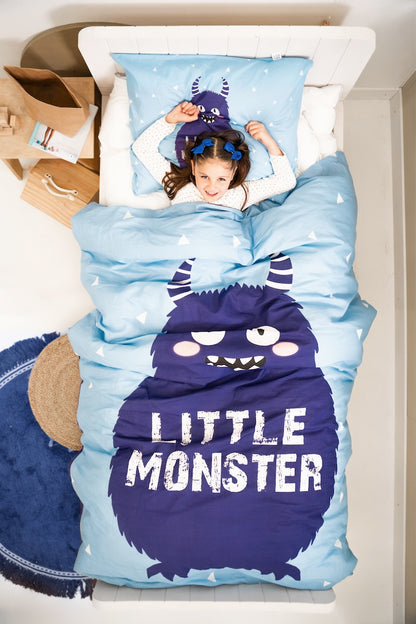LittleMonster Kinder Dekbedovertrek 140x200/220 Blauw