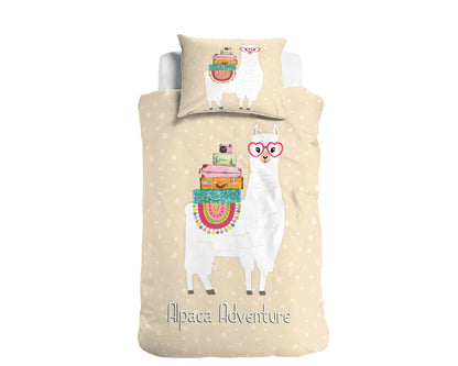 Alpaca Adventure Kinder Dekbedovertrek 140x200/220 Zand