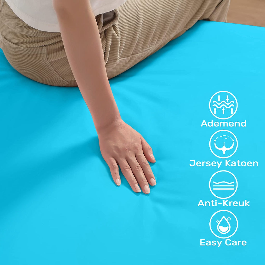 PureCotton Jersey Hoeslaken 90x200 Turquoise