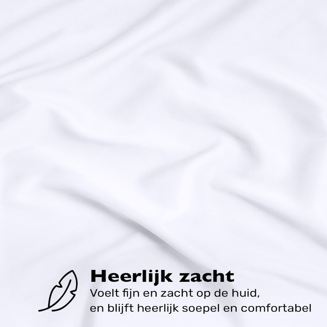 Wit en zacht hoeslaken van 100% katoen jersey. Voelt fijn en zacht op de huid en blijft heerlijk soepel en comfortabel.