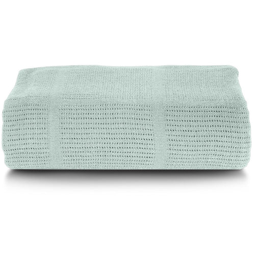 PureCotton mintgroene plaid, gemaakt van 100% katoen en zacht voor de huid. Te gebruiken als deken of als sprei voor bed en bank.