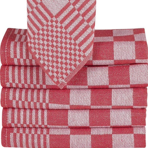 PureCotton Theedoeken 65x65cm (Set van 6) Rood