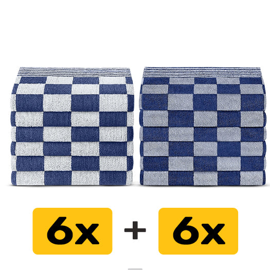 Theedoeken en Handdoeken Set (12 stuks) - Blauw-Wit