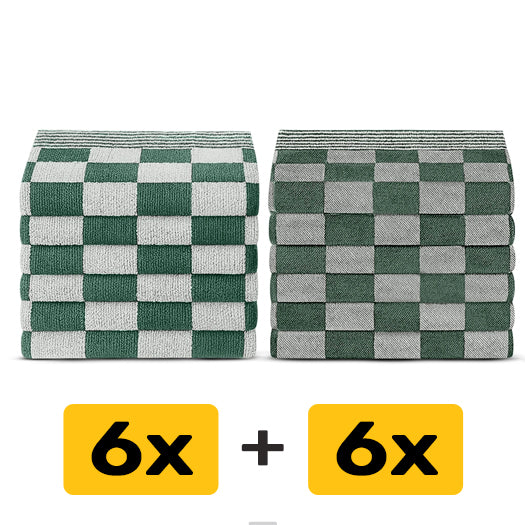 Theedoeken en Handdoeken Set (12 stuks) - Groen-Wit