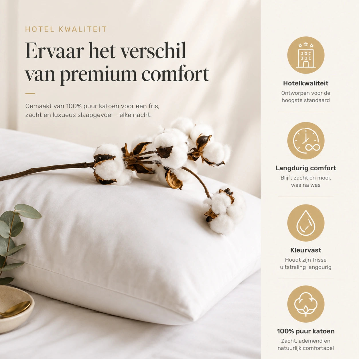 Kussenslopen 60x70 - Set van 2 - 100% Katoen - Wit