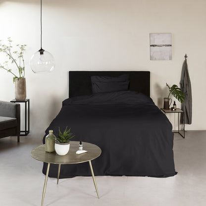 Zwart katoenen dekbedovertrek 140x200 - effen design met luxe hoteluitstraling - Beterkatoen