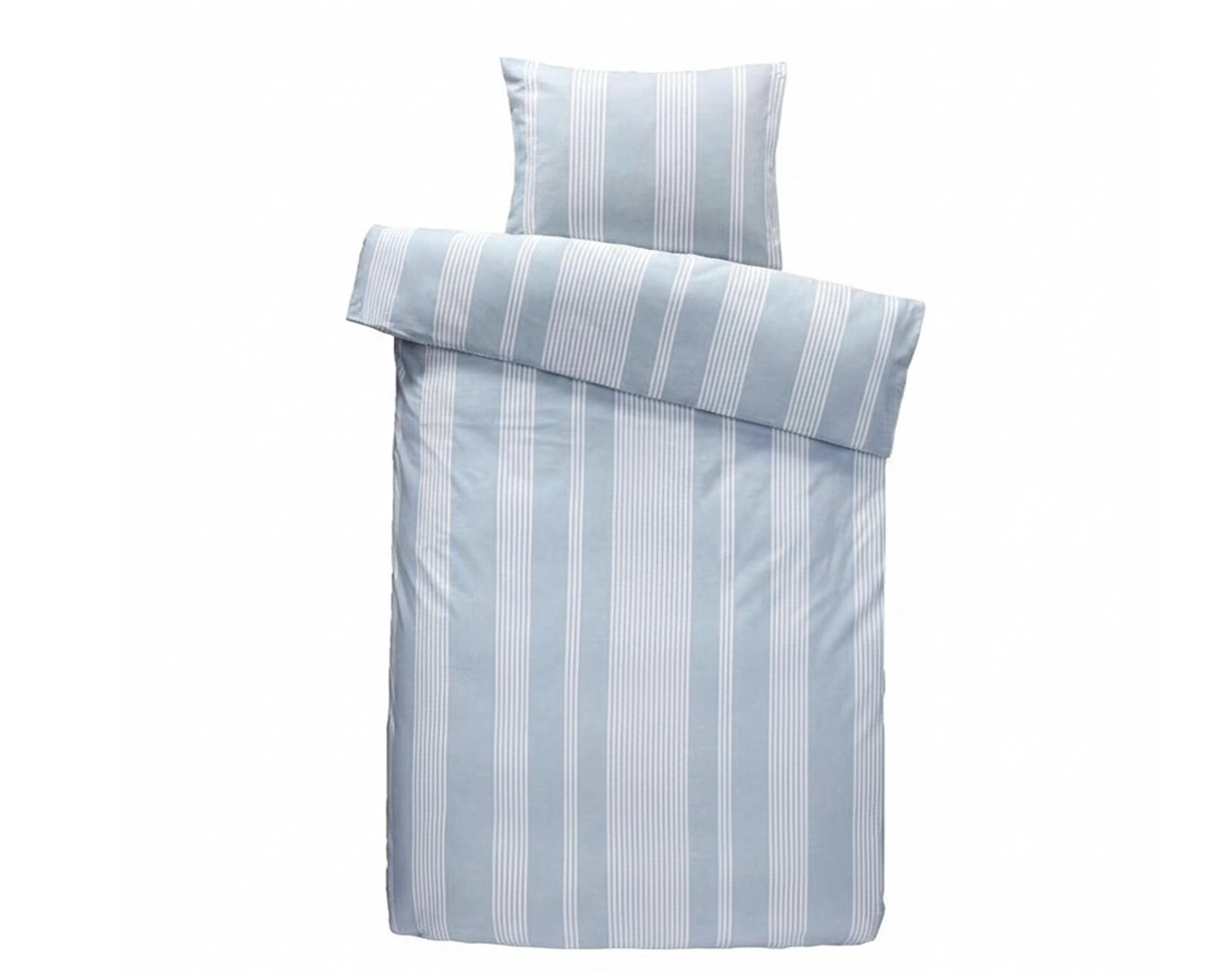 eenpersoons lichtblauw gestreepte 140x200 dekbedovertrek van 100% percale katoen product foto