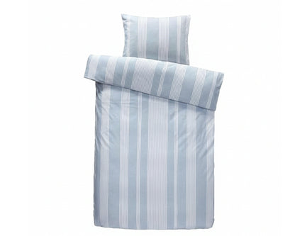 eenpersoons lichtblauw gestreepte 140x200 dekbedovertrek van 100% percale katoen product foto