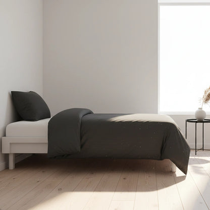 Dekbedovertrek 140x200 Satijn Katoen Gestreept Antraciet