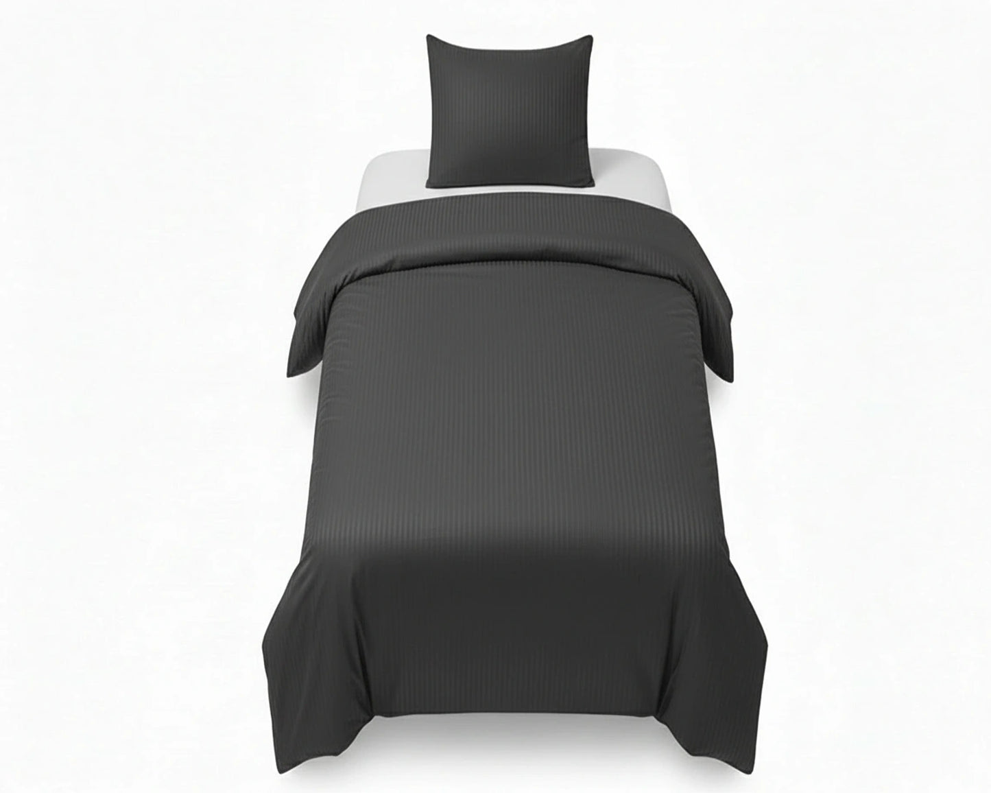 Dekbedovertrek 140x200 Satijn Katoen Gestreept Antraciet