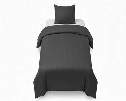 Dekbedovertrek 140x200 Satijn Katoen Gestreept Antraciet