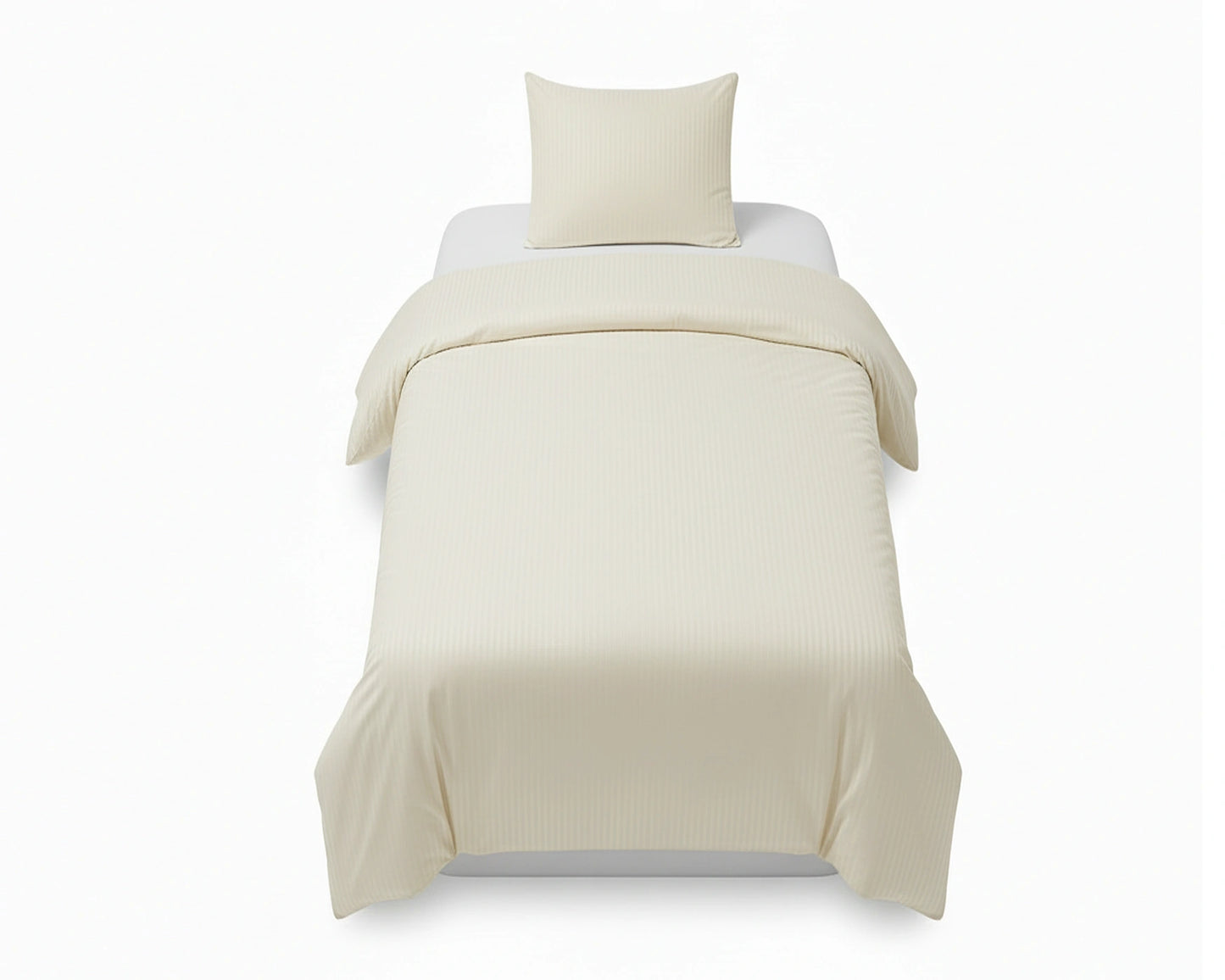 Dekbedovertrek 140x200 Satijn Katoen Gestreept Creme