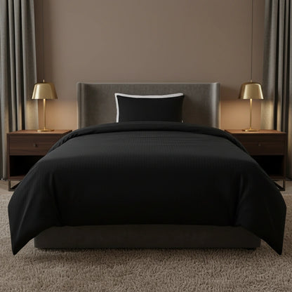 Dekbedovertrek 140x200 Satijn Katoen Gestreept Zwart