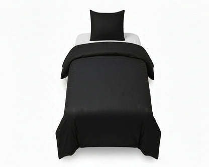 Dekbedovertrek 140x200 Satijn Katoen Gestreept Zwart