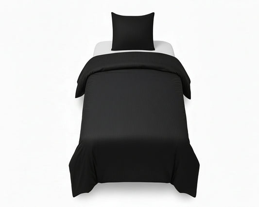 Dekbedovertrek 140x200 Satijn Katoen Gestreept Zwart