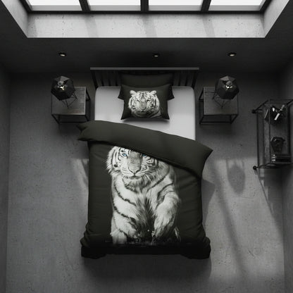 Dekbedovertrek 140x200 Katoen Witte Tijger Zwart