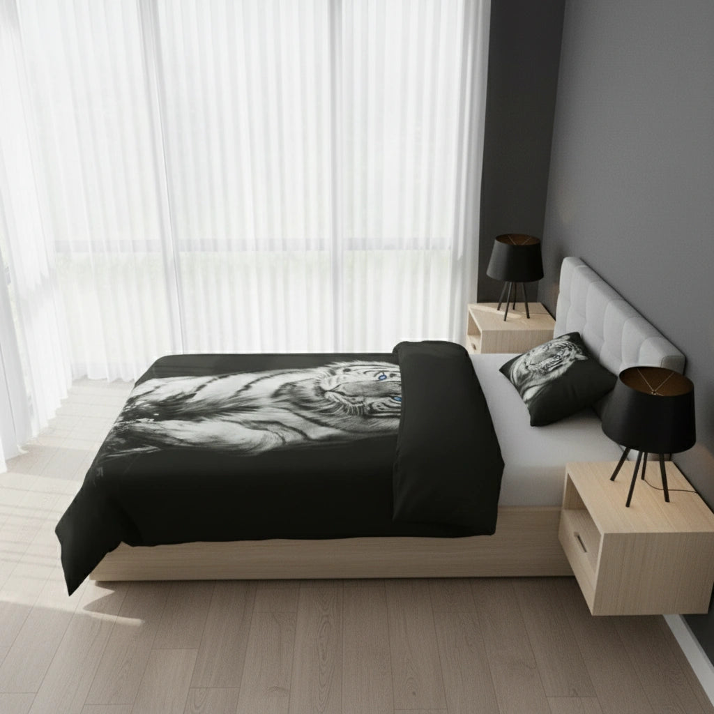 Dekbedovertrek 140x200 Katoen Witte Tijger Zwart