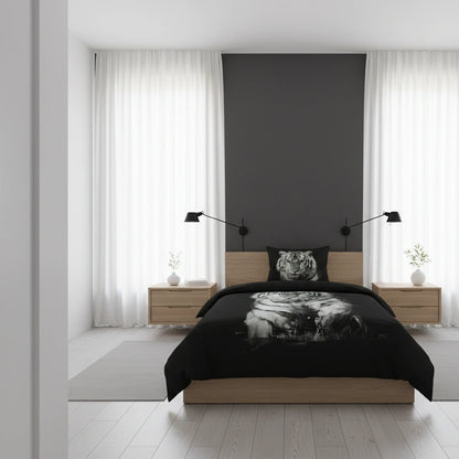 Dekbedovertrek 140x200 Katoen Witte Tijger Zwart