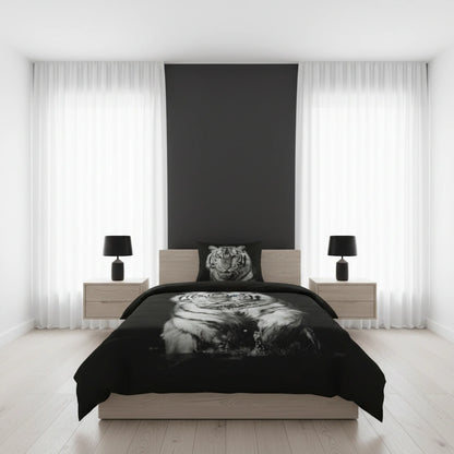 Dekbedovertrek 140x200 Katoen Witte Tijger Zwart