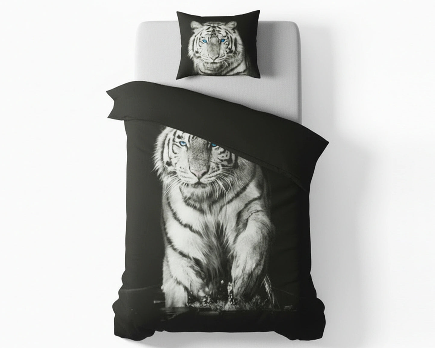 Dekbedovertrek 140x200 Katoen Witte Tijger Zwart