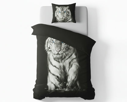 Dekbedovertrek 140x200 Katoen Witte Tijger Zwart