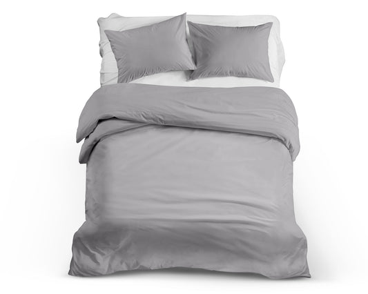 Grijze dekbedovertrek tweepersoons 200x200 van 100% katoen, zacht, ademend en van hotelkwaliteit bij beterkatoen